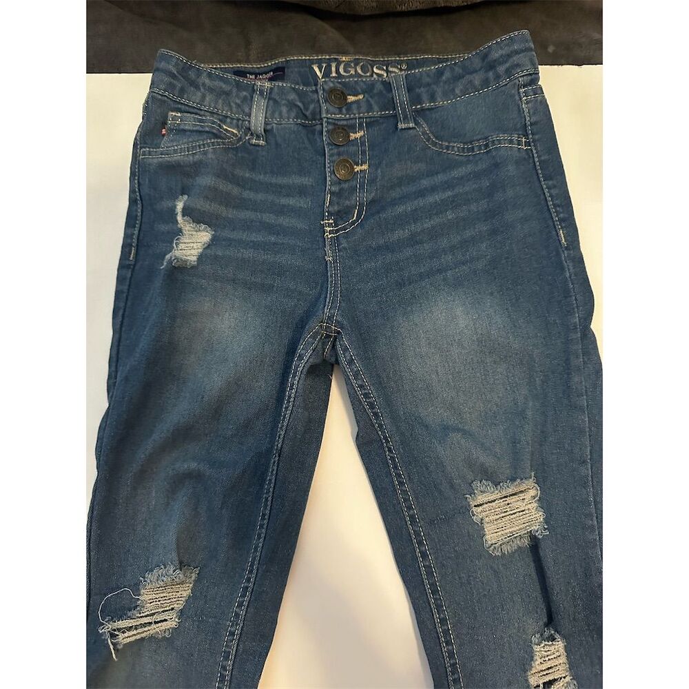 Vigoss Girl's Distressed Skinny Jeans Blue Size 10 Medium Wash
